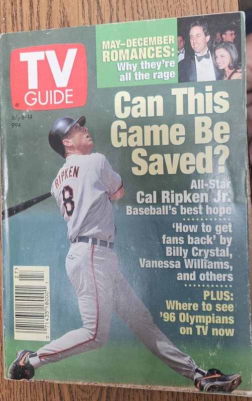 1995 7/8-14 TV GUIDE Baltimore Orioles CAL RIPKEN JR. JERRY SEINFELD cover 