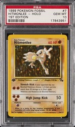 Hitmonlee 7/62 Fossil 1st Edition Holo Rare