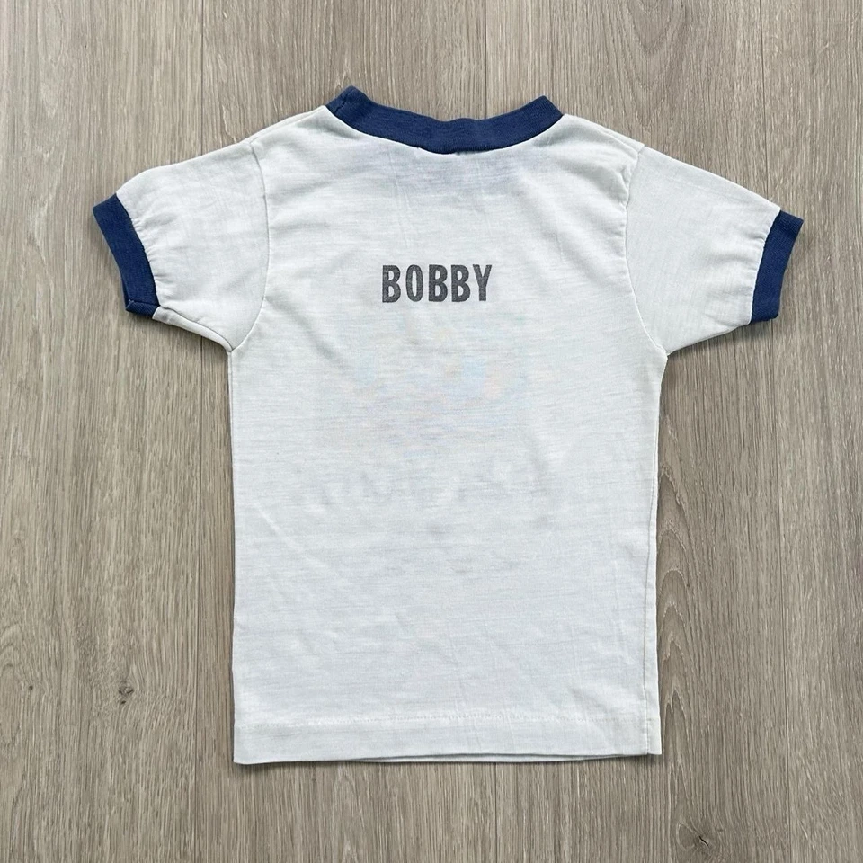 Camiseta retro divertida de los años 70’s vintage de dibujos animados suave con timbre fino camiseta para niños jóvenes Foto 2 de 4