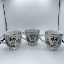 Georges Briard Set 3 Mug Coffee Cup BIRD CAGE Vtg - MINT