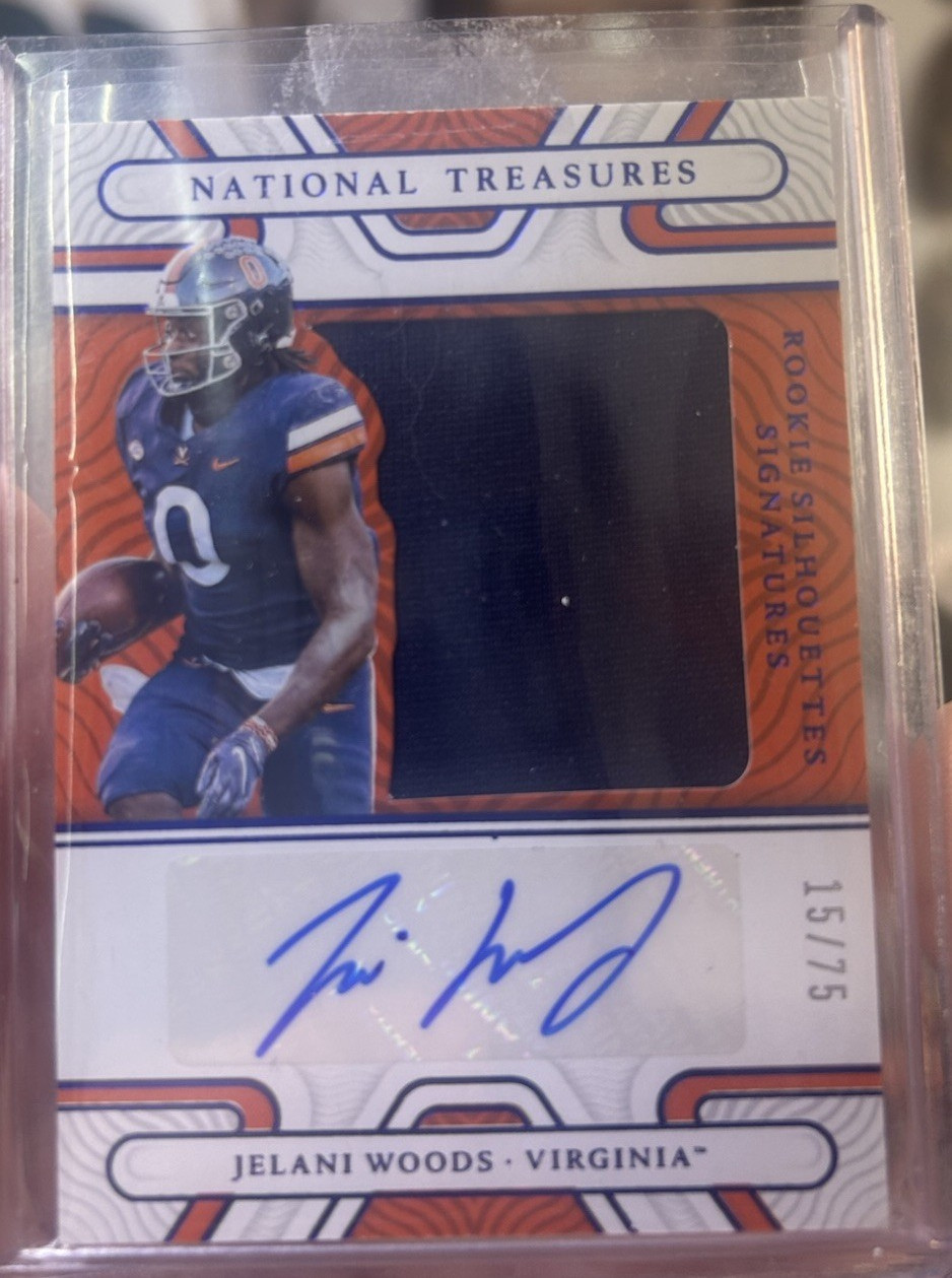 Jelani Woods Panini National Treasures Collegiate Rookie Silhouettes Signatures #RSSJWO Blue