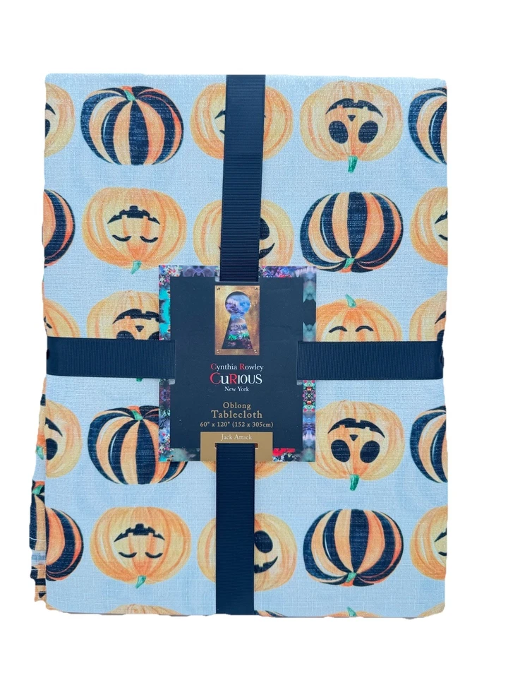 New Cynthia Rowley Jack Attack Tablecloth Pumpkins Halloween Size 60 X 120 - Image 2 of 2