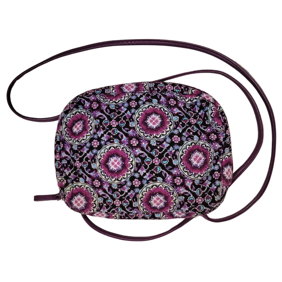 Vera Bradley RFID Little Crossbody Bag Purse Lilac Medallion Purple Floral - Image 2 of 4