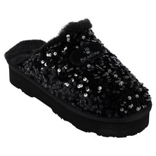 Bearpaw Womens PORTIA Sequin Embellished Slipper Mule BLACK Size 9 Wide NIB