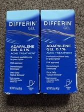 2 Differin .1 Adapalene Gel Acne Treatment 1.6 oz / 45 g per tube Exp 1/28