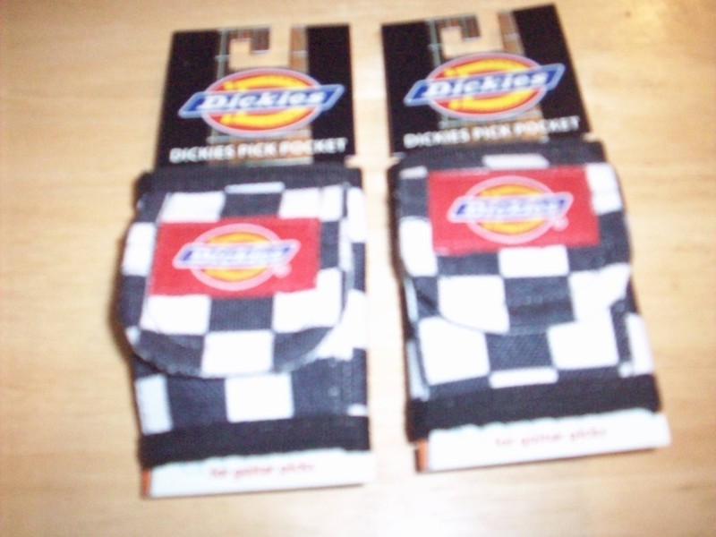 2 Dickies Guitar Strap Pick Pockets 2 Black and White Checkers  BRAND NEW