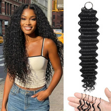 Human Crochet Hair for Black Women 18 Inch Deep Wave Feather Crochet Human Hair