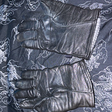Vintage Men's Black Solid Leather One Size 1980 ski gloves