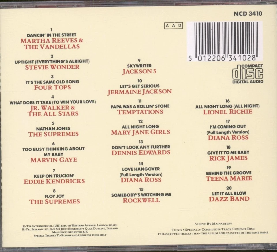 Various Motown In Motion CD UK K-Tel 1988 CD. Mastered by Nimbus NCD3410 - Image 2 of 2