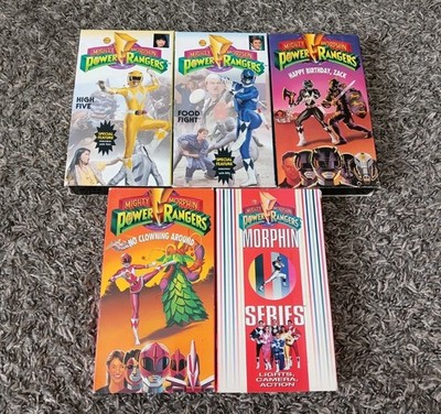 Vintage 90s Mighty Morphin Power Rangers VHS Lot 5 High Five Food Fight Clowning