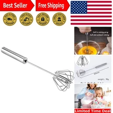 Stainless Steel Egg Whisk, Hand Push Rotary Whisk Blender, Versatile Milk Fro...
