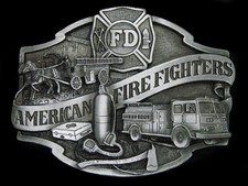 TD05110 NOS VINTAGE 1988  AMERICAN FIRE FIGHTERS  COMMEMORATIVE BELT BUCKLE