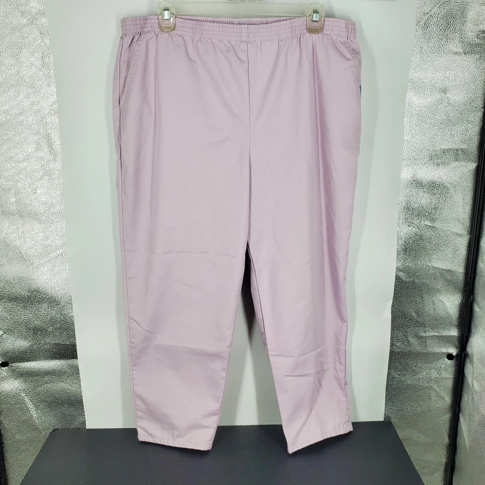 Pantalones Chic Para Mujer 22W Pequeño Lavanda Púrpura Tirar Cintura Elástica Algodón Informal Foto 2 de 4