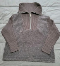 HUSH ladies jumper SWEATER SIZE XL EXTRA LARGE BROWN HALF ZIP 1/4 ZIP FLEECE