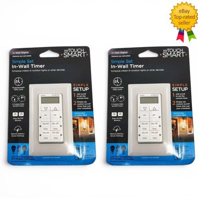 Lot of 2 myTouchSmart In-Wall Digital Timer 4-Button Programmable Light Switch