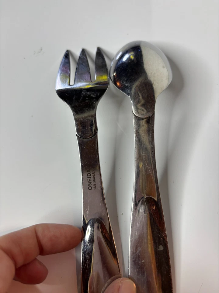 Oneida 18/8 Stainless Steel 3-Pronged Meat Fork Large Serving Spoon 10 1/4" Set - Image 3 of 4