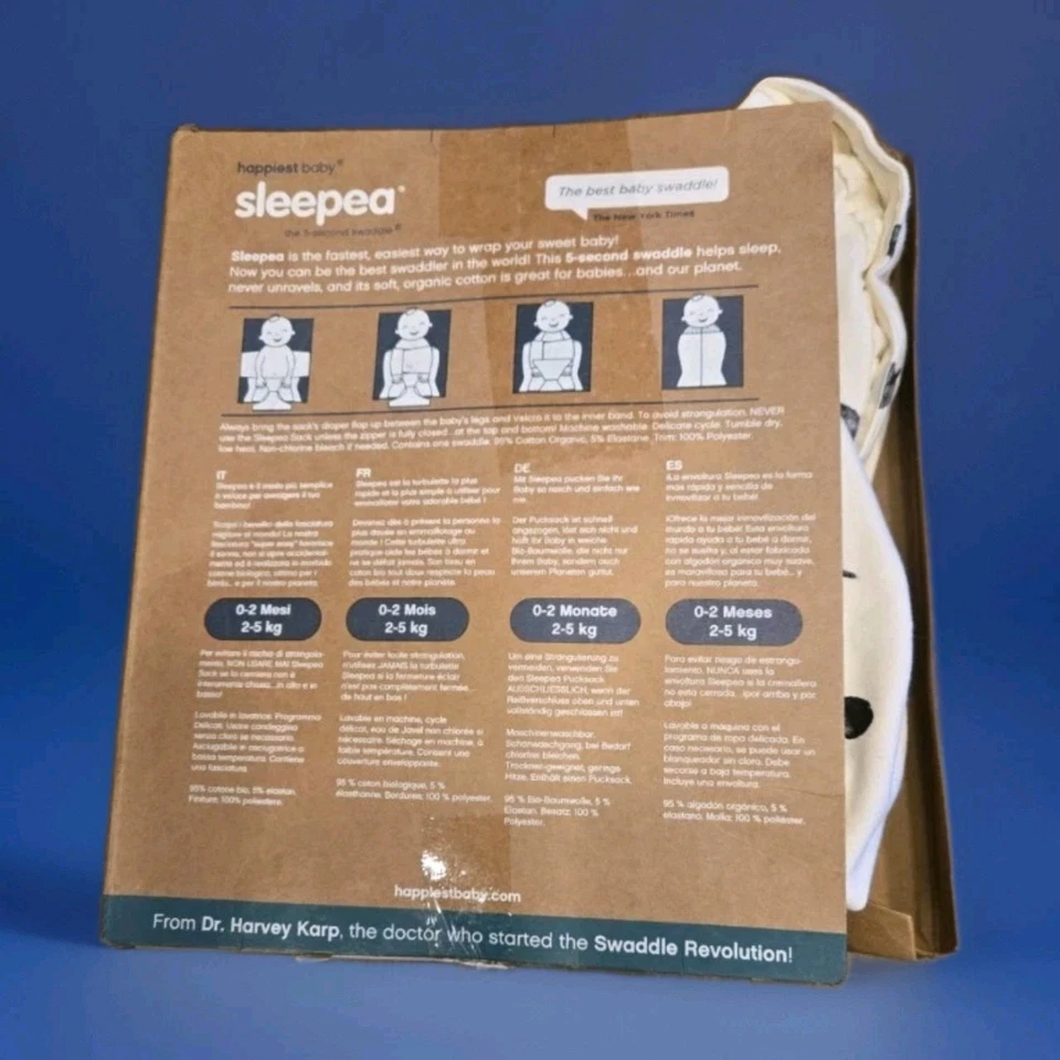Happiest Baby Sleepea 5 segundos Swaddle Ivory Planet Talla S 0-2 meses NUEVO Foto 2 de 4