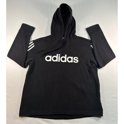 Adidas Essentials Linear Pullover Hoodie Black White XL FL4889 Mens