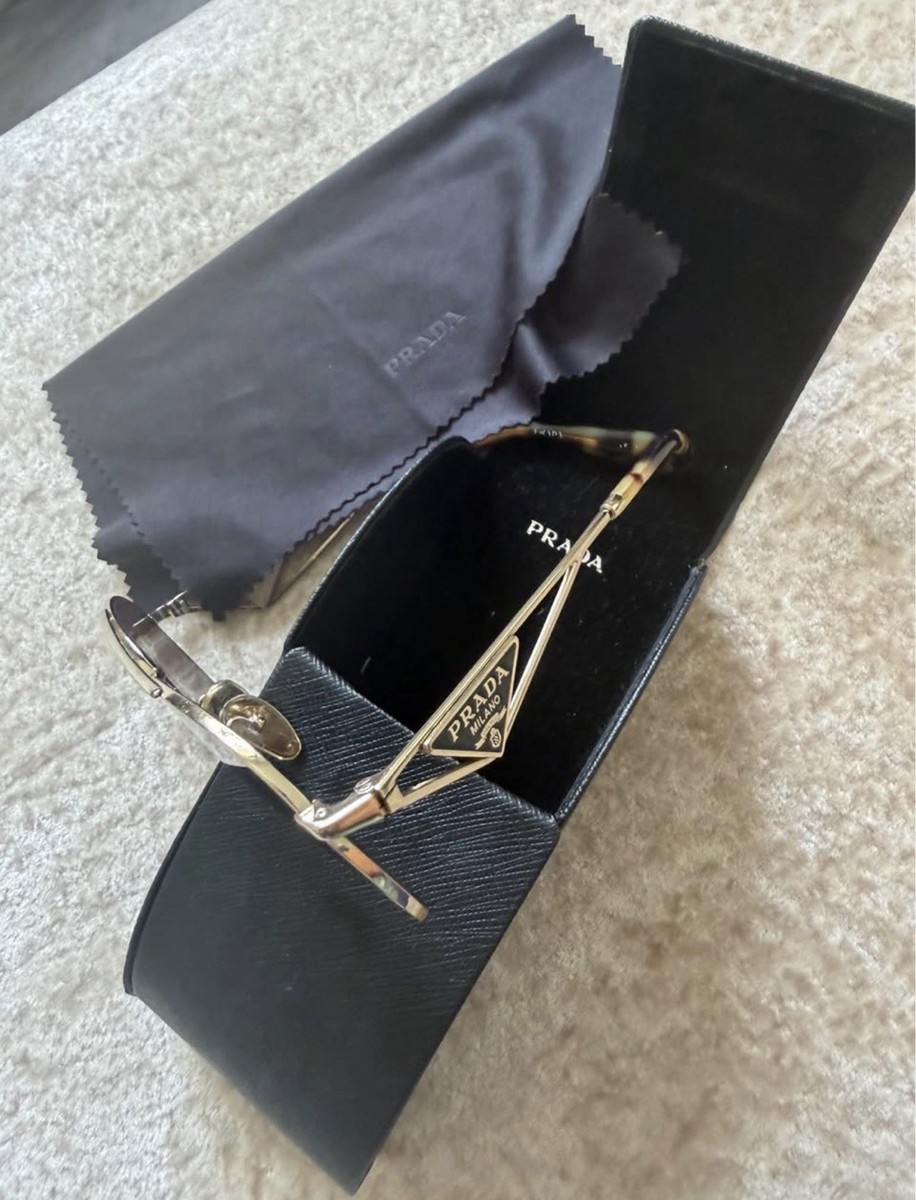 PRADA Aviator Sunglasses Gold Metal Frame Brown Tinted Lens  display picture 3