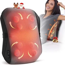Shiatsu Back Massager with Heat 8 Node Deep Tissue Kneading Massage Cushion