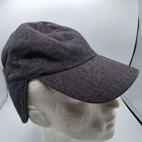 Amicale Pure Camel Hair Mens L/XL Gray Herringbone Cap Hat Outdoors Casual - Picture 2 of 8