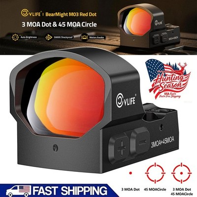 Motion Awake Holographic Red Dot Sight 3 Reticles Fits Compact Pistols Handguns