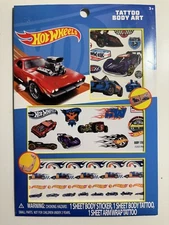 Hot Wheels Tattoo Body Art Stickers Arm Wrap 1 Sheet New.