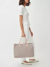 Cuyana Triple Zipper Weekender Tote Beige Handbag Canvas G2U