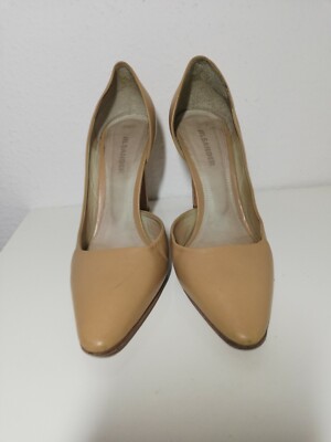 Jil Sander Italian Women High Heel Pumps Patent Leather Beige EU37/US7 pre-owned