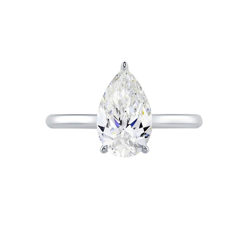 Diamond Engagement Ring 18K Gold Cut Lab Grown Pear IGI White 1.50 Carat