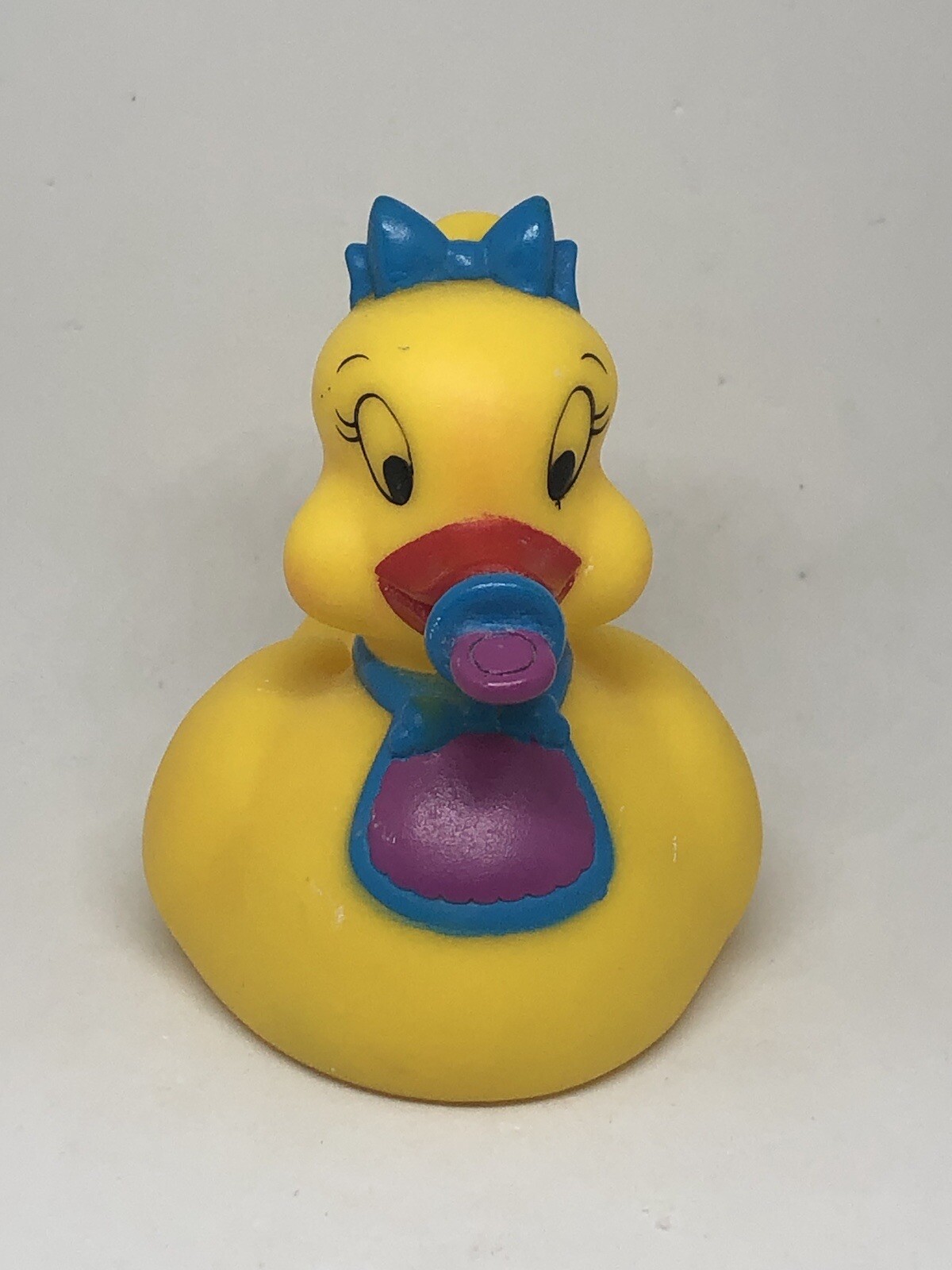 Rubber Duck With Pacifier Bib Blue Bow 3” Baby Ducky Bath Pool Jeep Toy
