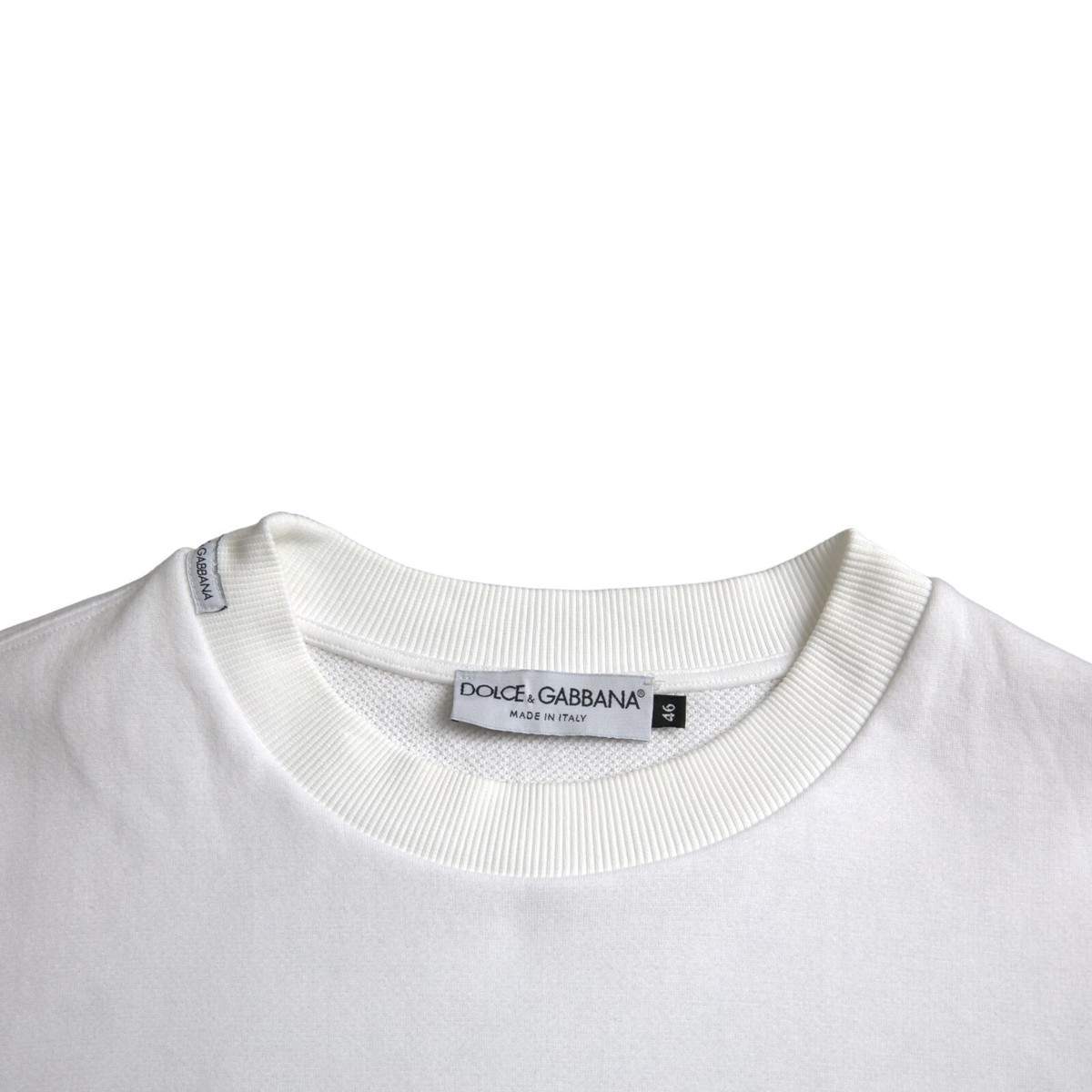 DOLCE & GABBANA Sweater White Cotton Logo Pullover