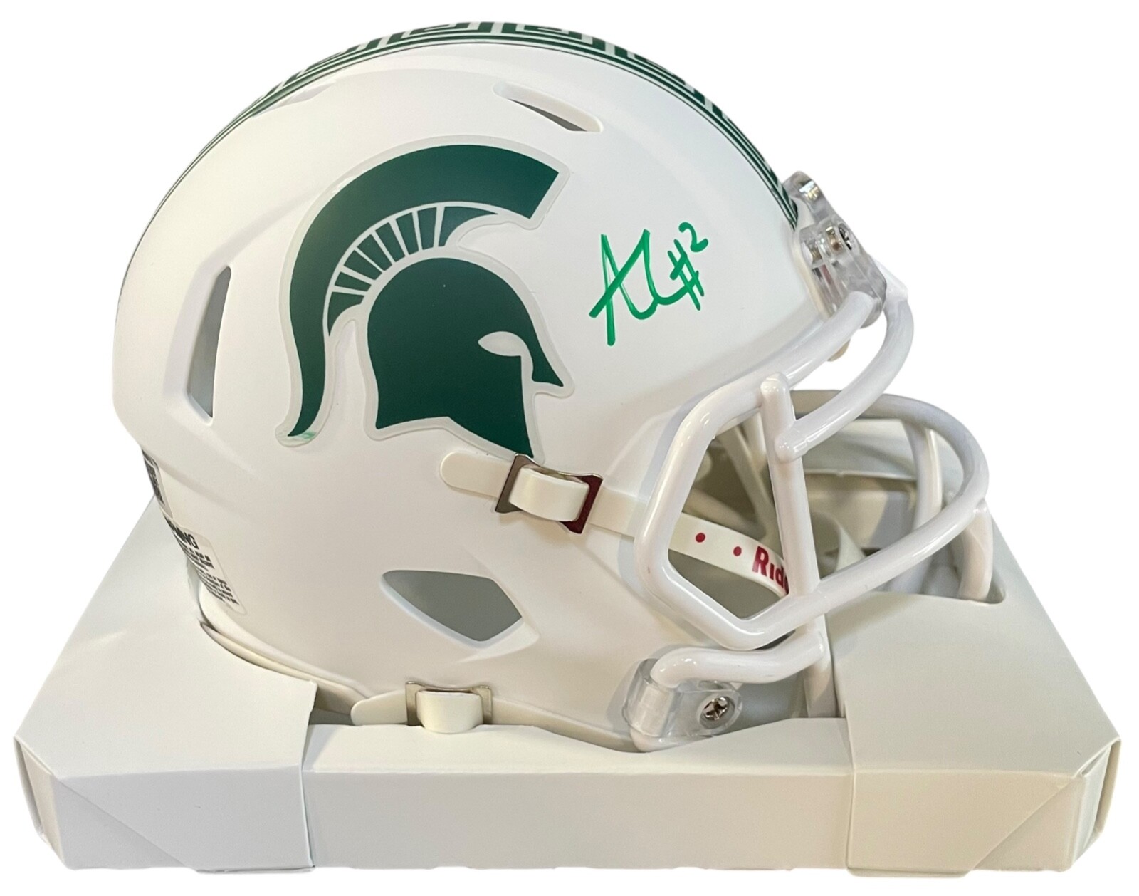 Tate Ratledge Autographed Signed Michigan State Spartans AIDAN CHILES WHITE MINI HELMET BECKETT COA 