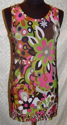 Donatella De Paoi Dress Long Sleeveless Tunic Top XS Retro Stretchy Bodycon 44