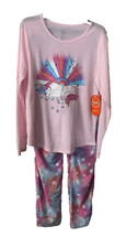 Wonder Nation Girl XL 14-16 Long Sleeve Top W/ Jogger Pants 2-Piece Pajama Sleep