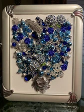 vintage jewelry art Floral Collage framed