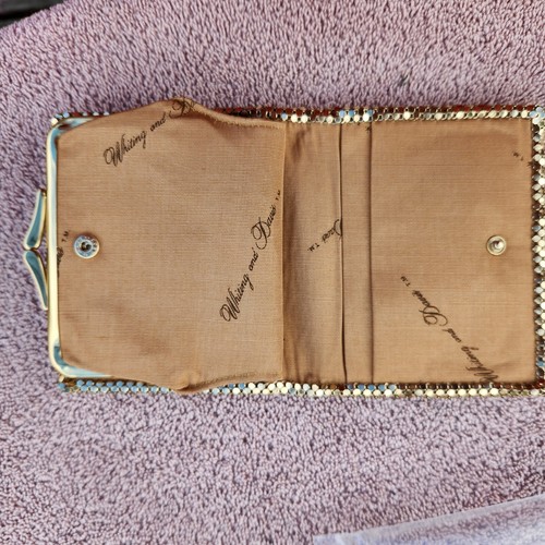 Vintage whiting and davis mesh Bifold Wallet W/ Kiss Lock Coin New With Bag/card - Picture 6 of 7