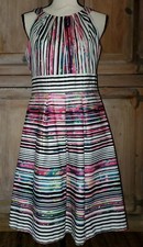 Nine West Black White Pink Stripe Sleeveless Dress Size 8 *