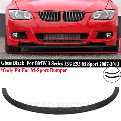 For BMW 3 Series E92 E93 M Sport 2007-2013 Glossy Black Front Bumer Lip Splitter
