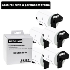 5Rolls 4"x6" Large White Paper Shipping Labels DK-1241 for Brother QL-1110NWB