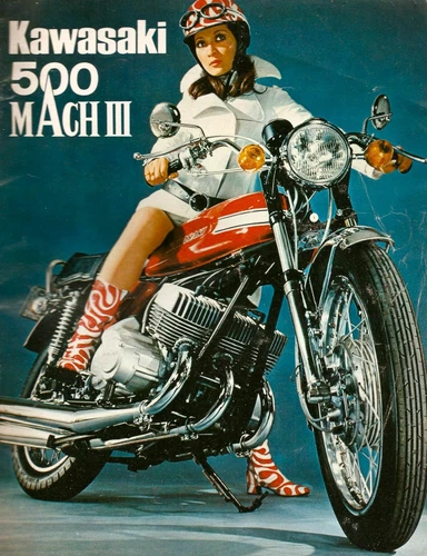 Kawasaki 500 MACH III 1970 Vintage Motorcycle Advertising Poster 