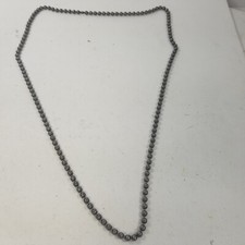 Vintage Amway Beaded Necklace Oxidized Silver Tone Wave Texture 29"