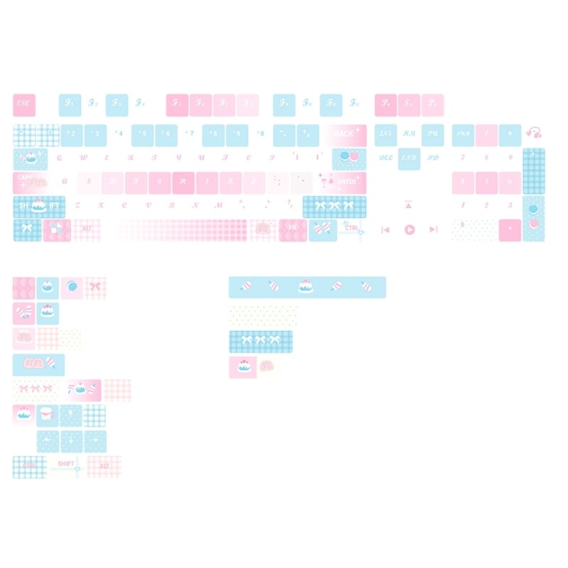 PBT 131-Key Mechanical Keyboard Keycaps with Adorable Cake Design