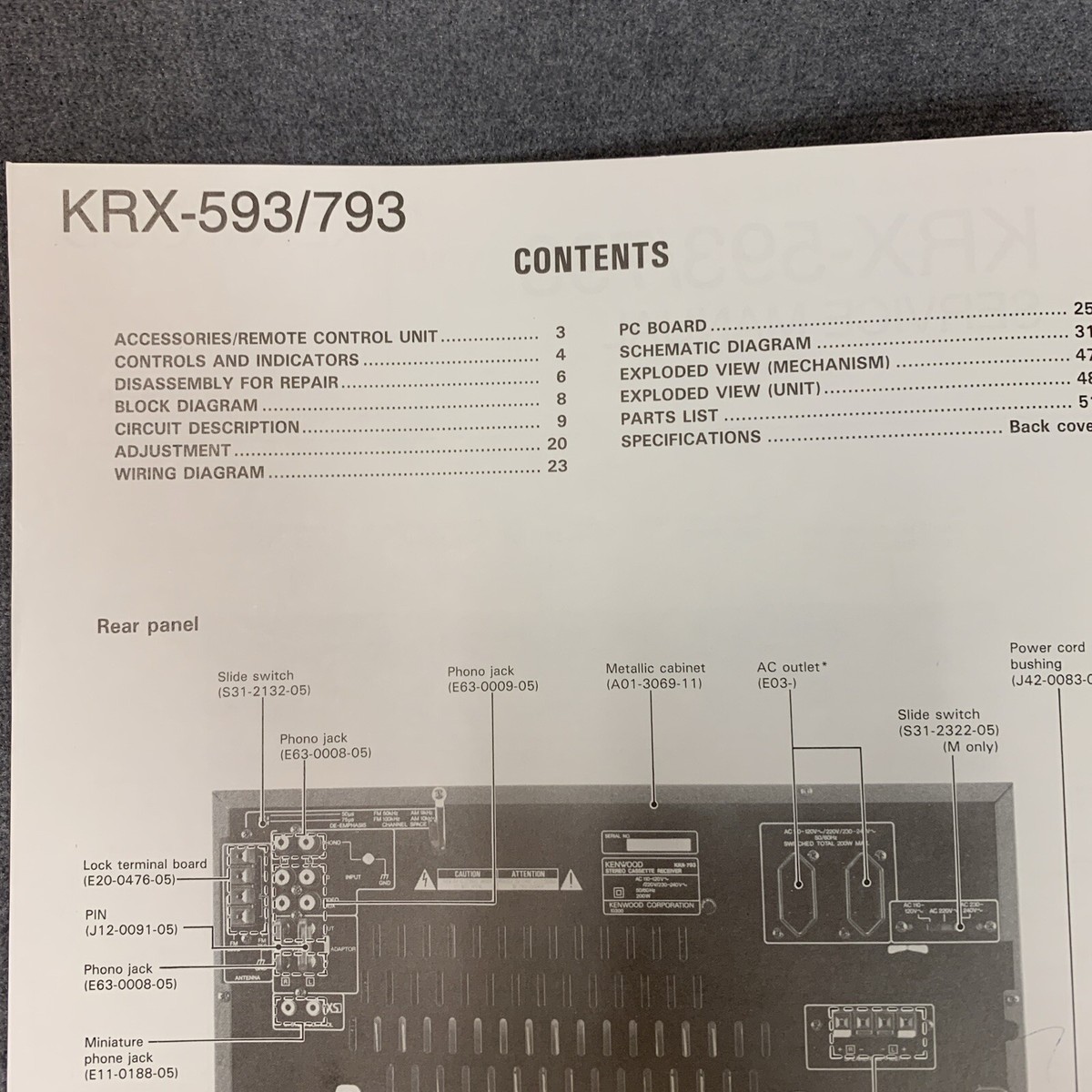 Kenwood KRX-593 & KRX-793 Service Manual [Original w/Schematics