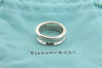 Tiffany & Co. Sterling Silver 925 1837 Thick Narrow Concave Tiffany & Co. Sterling Silver 925 1837 Thick Narrow Concave