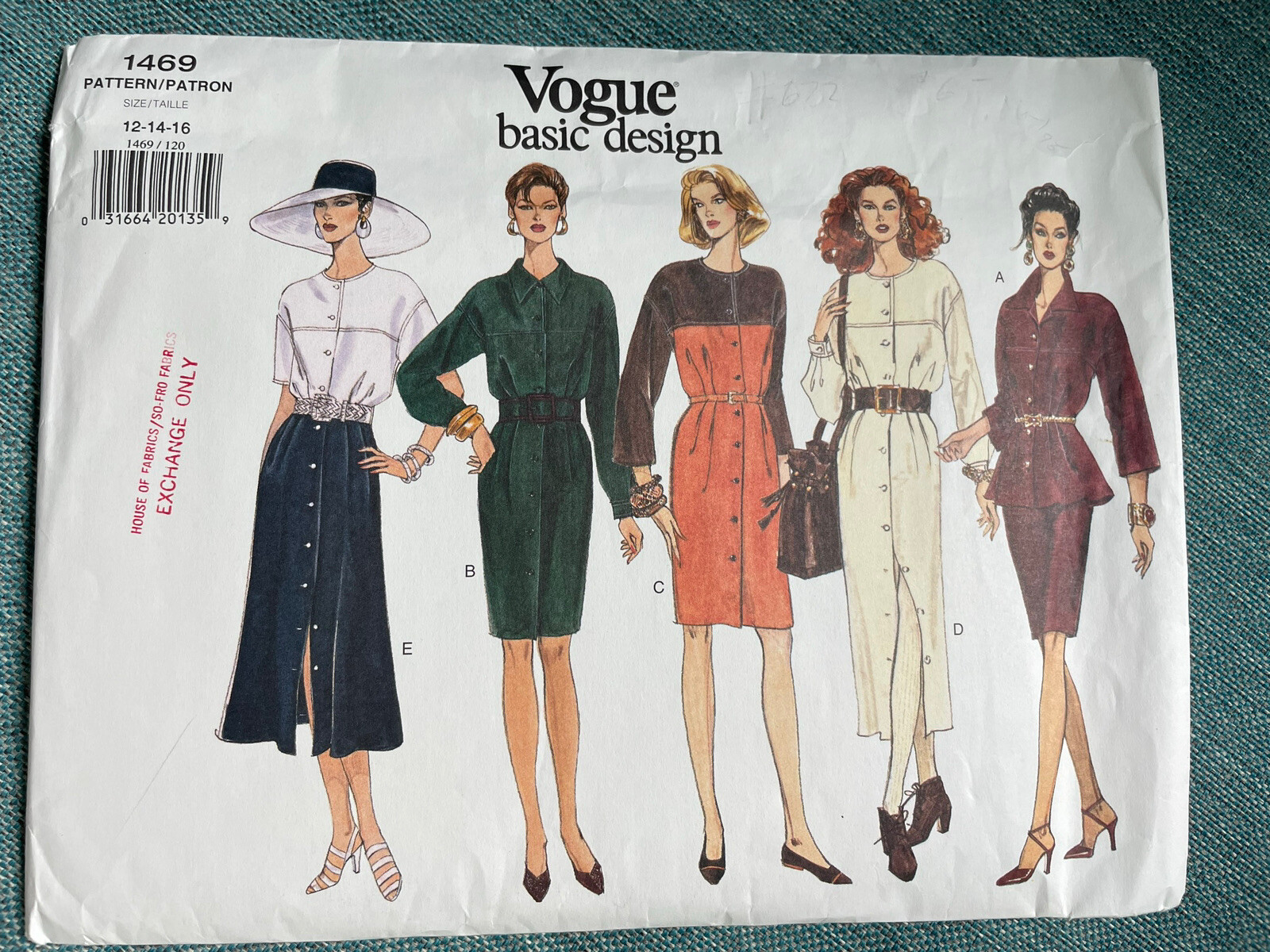 Vintage Vogue 1469 UNCUT Dress Top Tunic Skirt Pattern Size 12-14-16 c1994-image