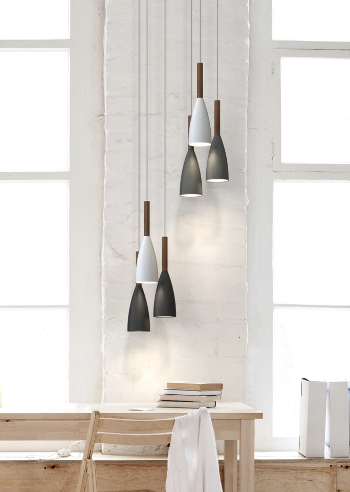 Designer Nordlux Pendelleuchte Pure weiß metall Wallnussholz Pendel E27 max. 40W - Bild 3 von 3