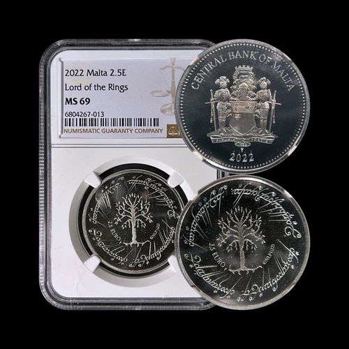 MALTA. 2022, 2.5 Euro - NGC MS69 - Lord of the Rings, White Tree of Gondor