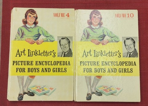 Lot of 2 1961 Vintage Art Linkletter's Picture Encyclopedia 4&10 Mid Century HB