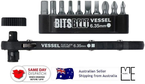 Japan VESSEL TD-70 Flat Plate Ratchet & Screwdriver Bits Set (10PCS)